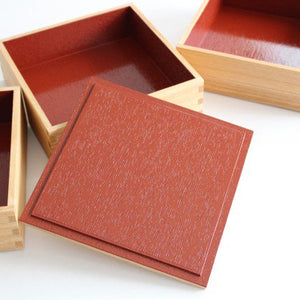 Ash Shiraki lacquer 18cm/7.1in Three-tiered box Inner vermilion Matsuya Lacquerware Store