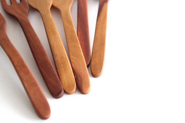 natural wooden dessert fork