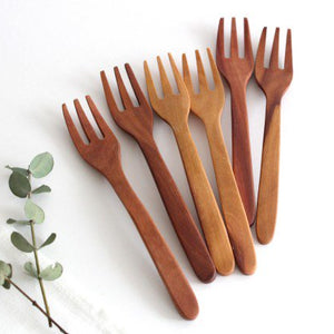 natural wooden dessert fork