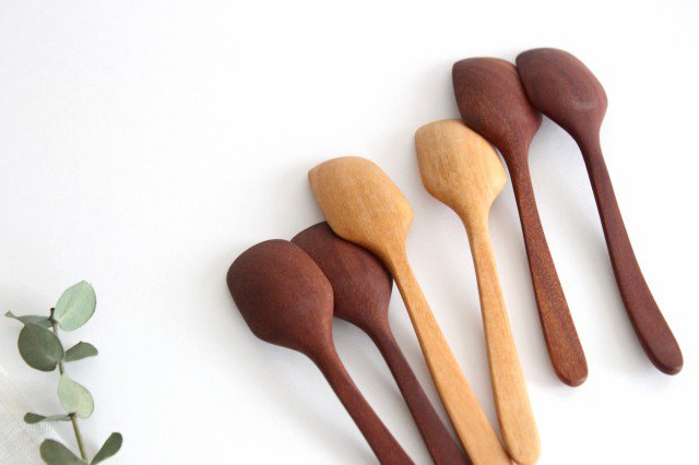 natural wooden ice cream spoon