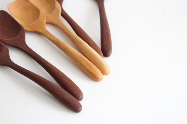 natural wooden ice cream spoon