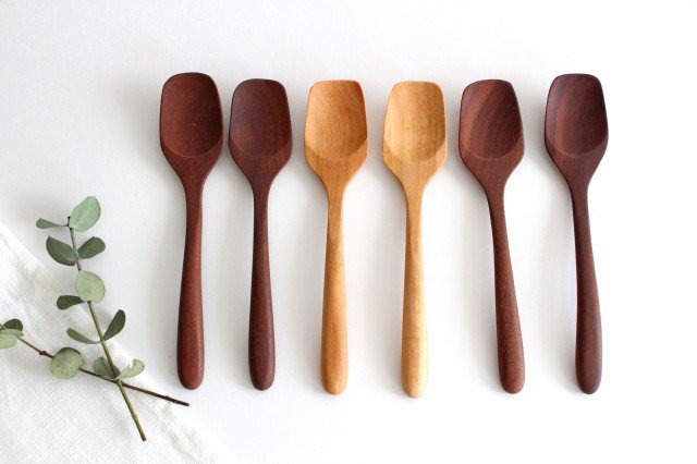 natural wooden ice cream spoon