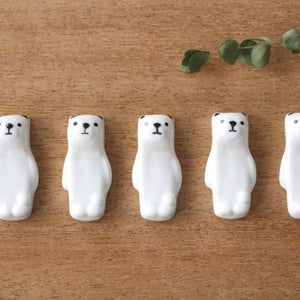 Lying Bear Chopstick Rest Set of 5 Lying Bear | Hashioki  Arita Ware