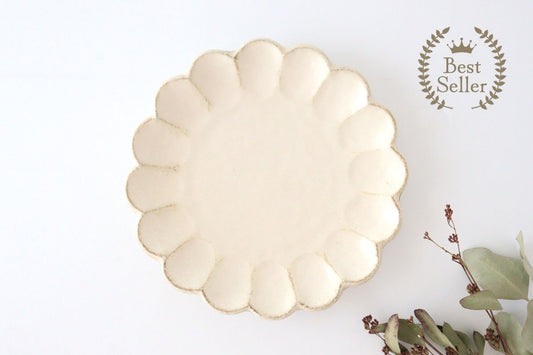 Chrysanthemum Shape Plate White 24cm/9.6in | Mino Ware