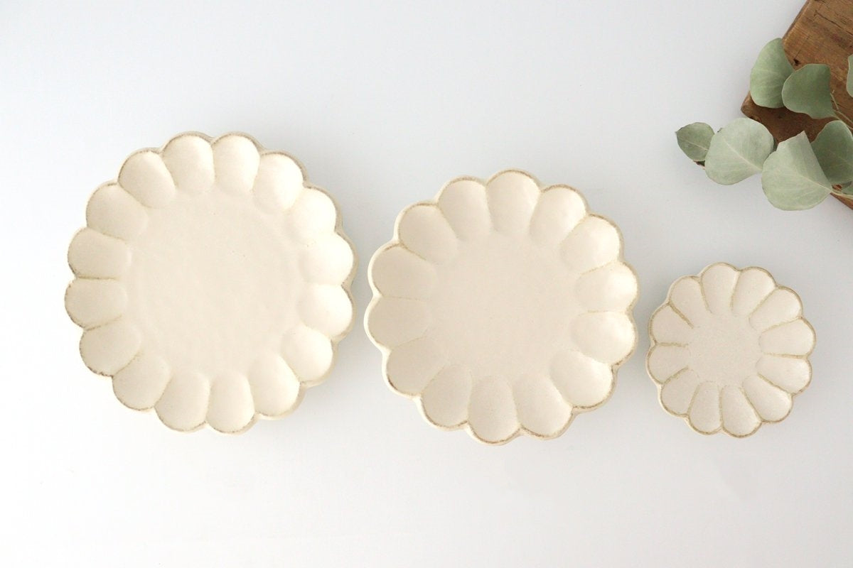 Chrysanthemum Shape Plate White 24cm/9.6in | Mino Ware