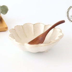 Chrysanthemum-shaped Bowl White 18cm/7.1in | Serving Bowl Mino Ware