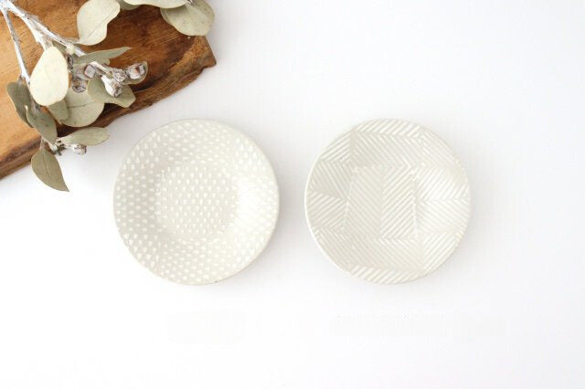 ORIME Round Plate Herringbone White 12cm/4.7in | Hasami Ware