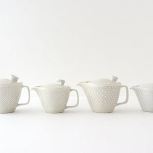 ORIME Japanese Teapot Herringbone White Small | Kyusu Hasami Ware