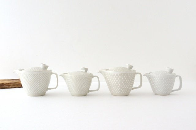 ORIME Japanese Teapot Herringbone White Small | Kyusu Hasami Ware