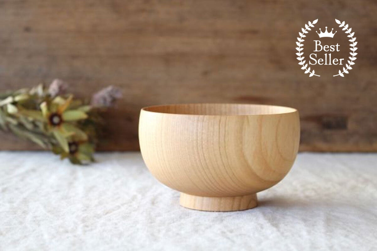 Shirasagi Woodworking  Soup Bowl Natural Sakura M | Lacquerware