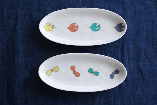 Harekutani Oval Plate Butterfly L | Kutani Ware