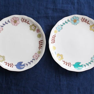 Harekutani Flower and Bird Plate Pink | Kutani Ware