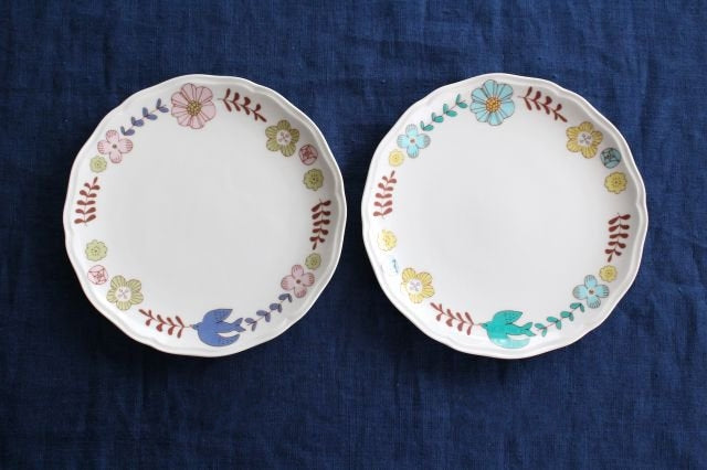 Harekutani Flower and Bird Plate Pink | Kutani Ware