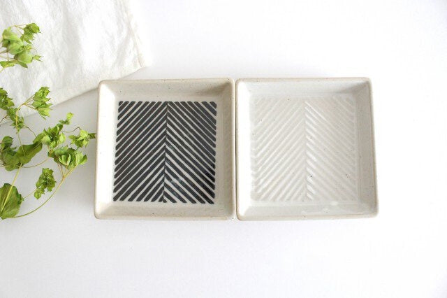 ORIME Square Plate Herringbone White | Hasami Ware