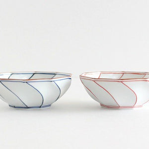 Decagonal Small Bowl Blue Red | Kobachi Hasami Ware