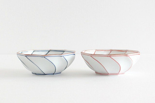 Decagonal Small Bowl Blue Red | Kobachi Hasami Ware