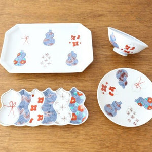 Octagonal Long Plate Imari Gourds | Sushi Plate Arita Ware