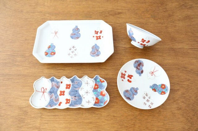 Octagonal Long Plate Imari Gourds | Sushi Plate Arita Ware