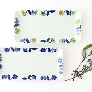 Rectangle Plate Blue Flower | Sushi Plate Hasami Ware