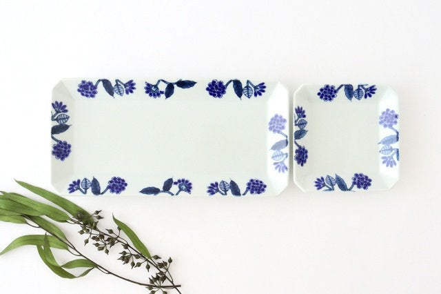 Rectangle Plate Blue Flower | Sushi Plate Hasami Ware