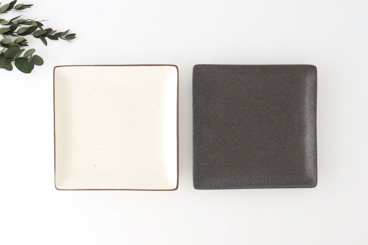 Square Plate Black 21cm/8.3in | Sushi Plate Mino Ware