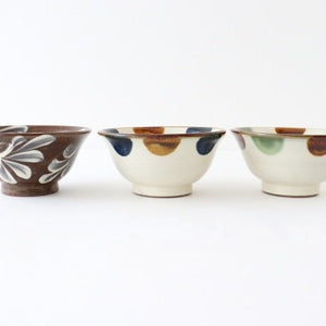 Toshin Kiln Rice Bowl Blue&Brown Dot | Tsuboya Ware  Yachimun