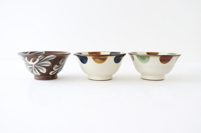 Toshin Kiln Rice Bowl Blue&Brown Dot | Tsuboya Ware  Yachimun