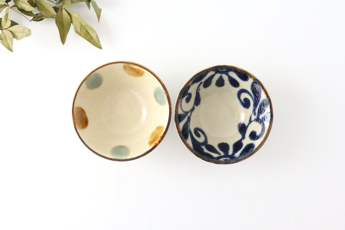 Small Deep Bowl Blue Arabesque | Kobachi Mino Ware