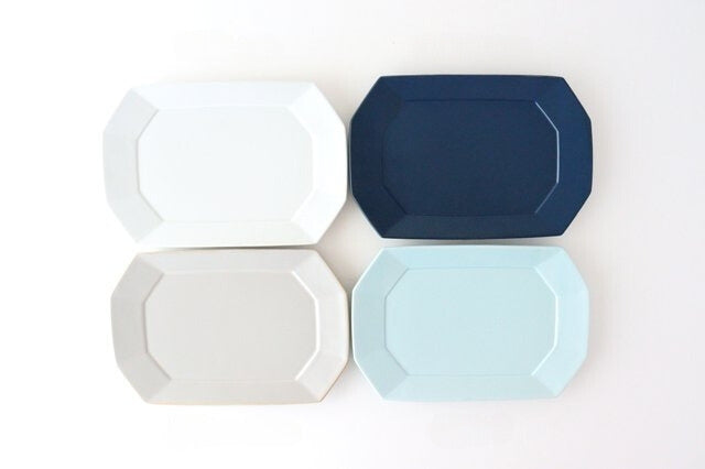 Square plate L Greige porcelain Hasami ware