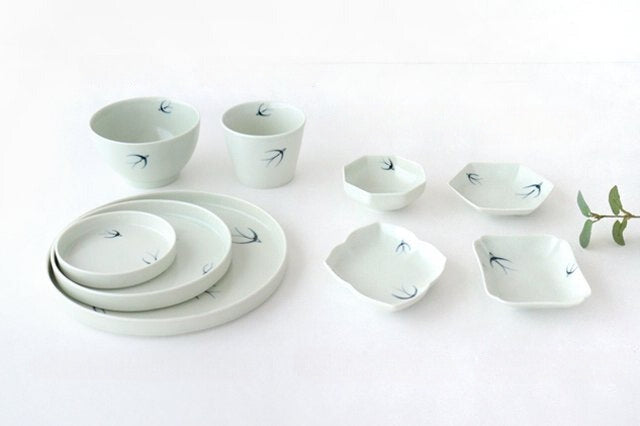 Hexagonal small plate Swallow Porcelain Arita ware