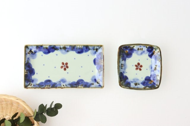 Square Plate Blue Flower 13.5cm/5.3in | Sushi Plate Hasami Ware