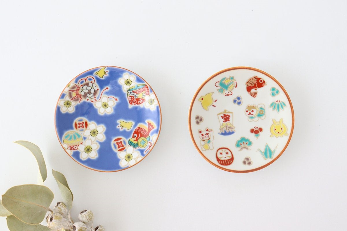 Seikou Kiln Small Plate Sakura and Lucky Items | Kutani Ware