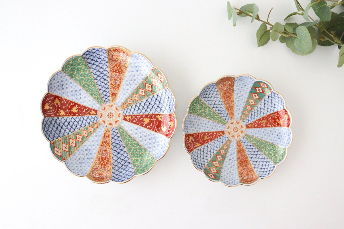 Rinkurou Kiln Chrysanthemum Shaped Plate Old Imari Pattern Red&Green 15cm/5.9in | Hasami Ware