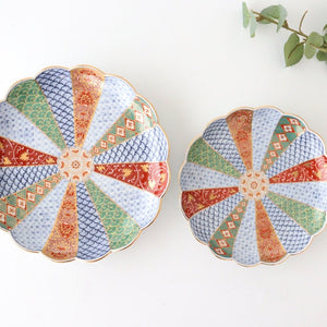 Rinkurou Kiln Chrysanthemum Shaped Plate Old Imari Pattern Red&Green 19.5cm/7.7in | Hasami Ware