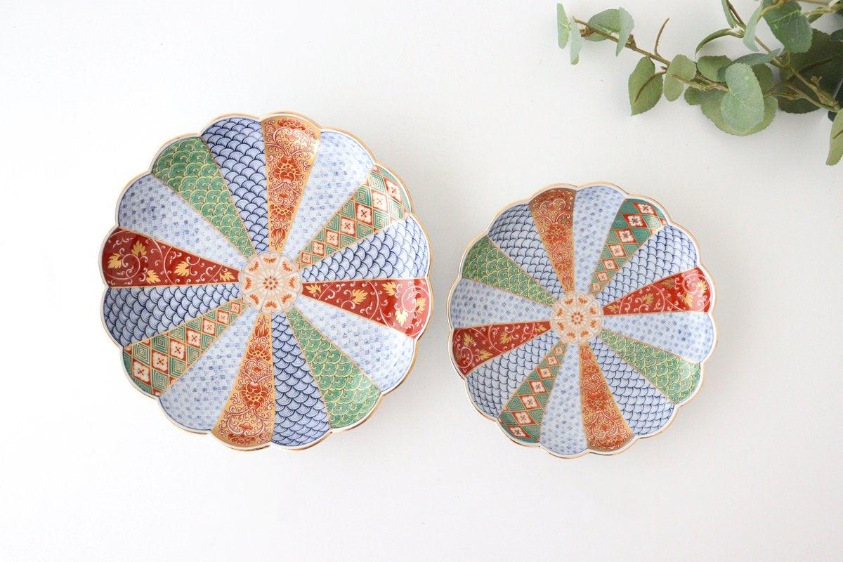 Rinkurou Kiln Chrysanthemum Shaped Plate Old Imari Pattern Red&Green 19.5cm/7.7in | Hasami Ware