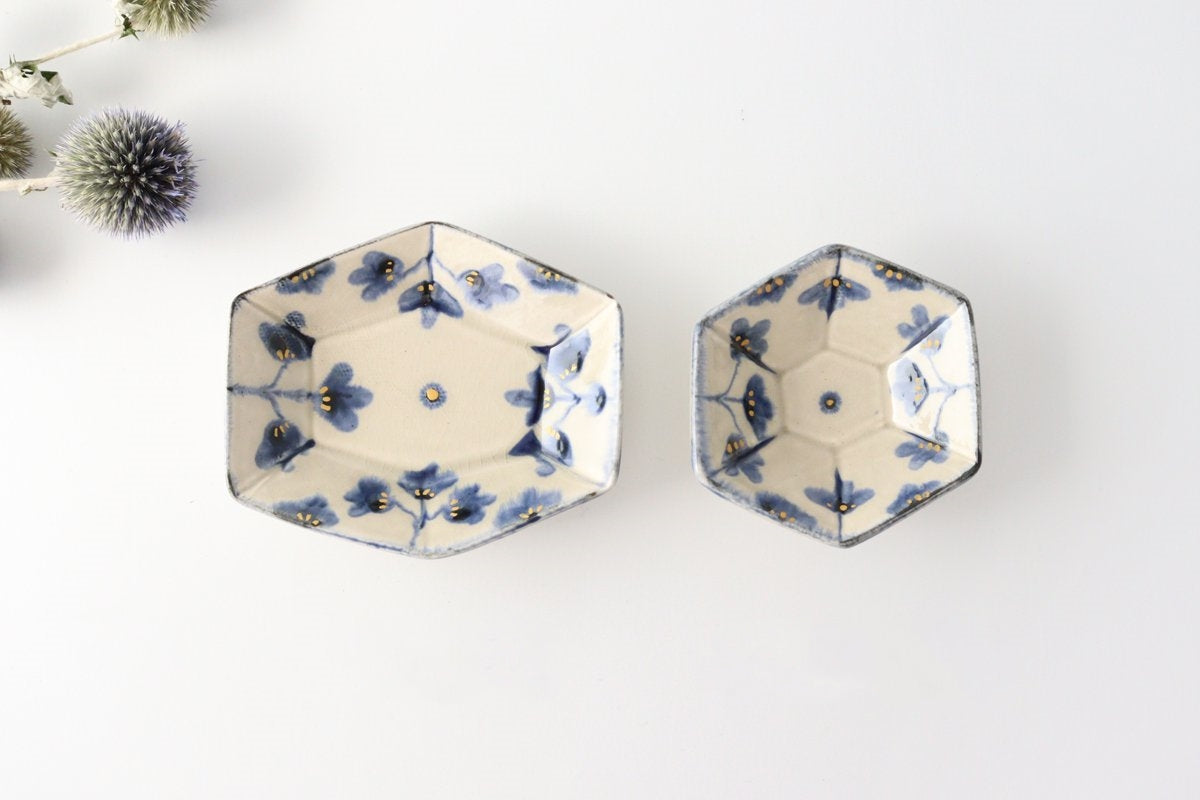 Hexagonal Small Bowl Semi-porcelain Flower Pattern | Kobachi Arita Ware