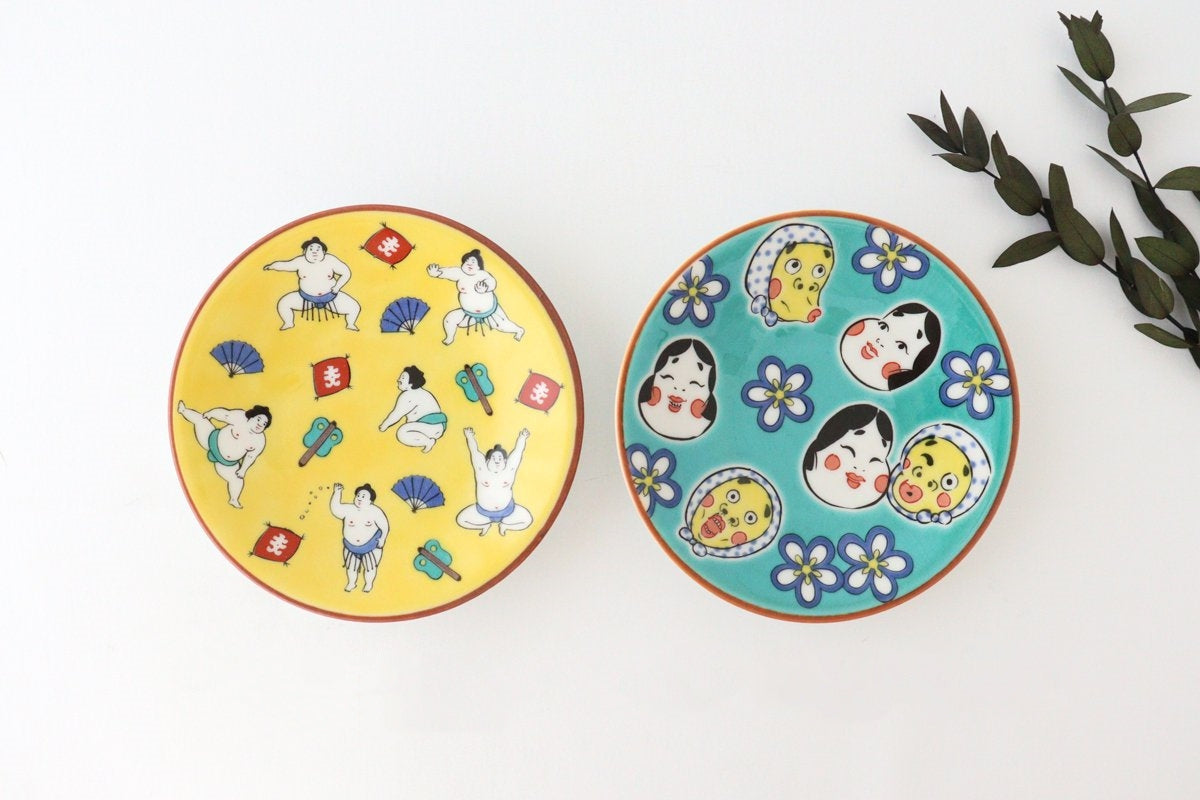 Lucky Small Plate Sumo Porcelain Seikougama Kutani Ware