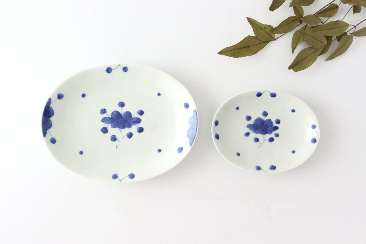 Oval Small Plate Blue Peony| Arita Ware