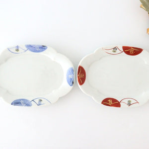 Zoho Kiln Oval Plate Blue Camellia | Mino Ware