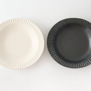 Round plate 22.5cm/5.9in Black porcelain Kikuhana Mino ware