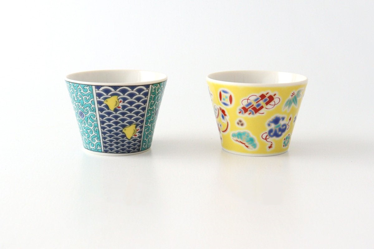 Seikou Kiln Soba Choko Blue Wave | Free Cup Kutani Ware