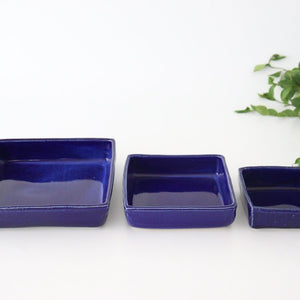 Kitagama Kasen Hiroshige Kato Big Square Bowl Lapis Lazuli | Serving Bowl Seto Ware