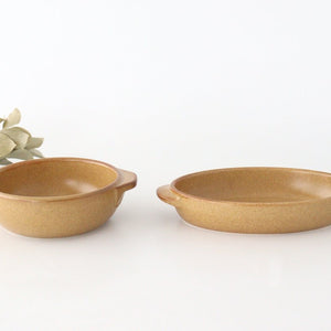 Round Bowl Gratin Dish Light Brown L | Serving Bowl Mino Ware