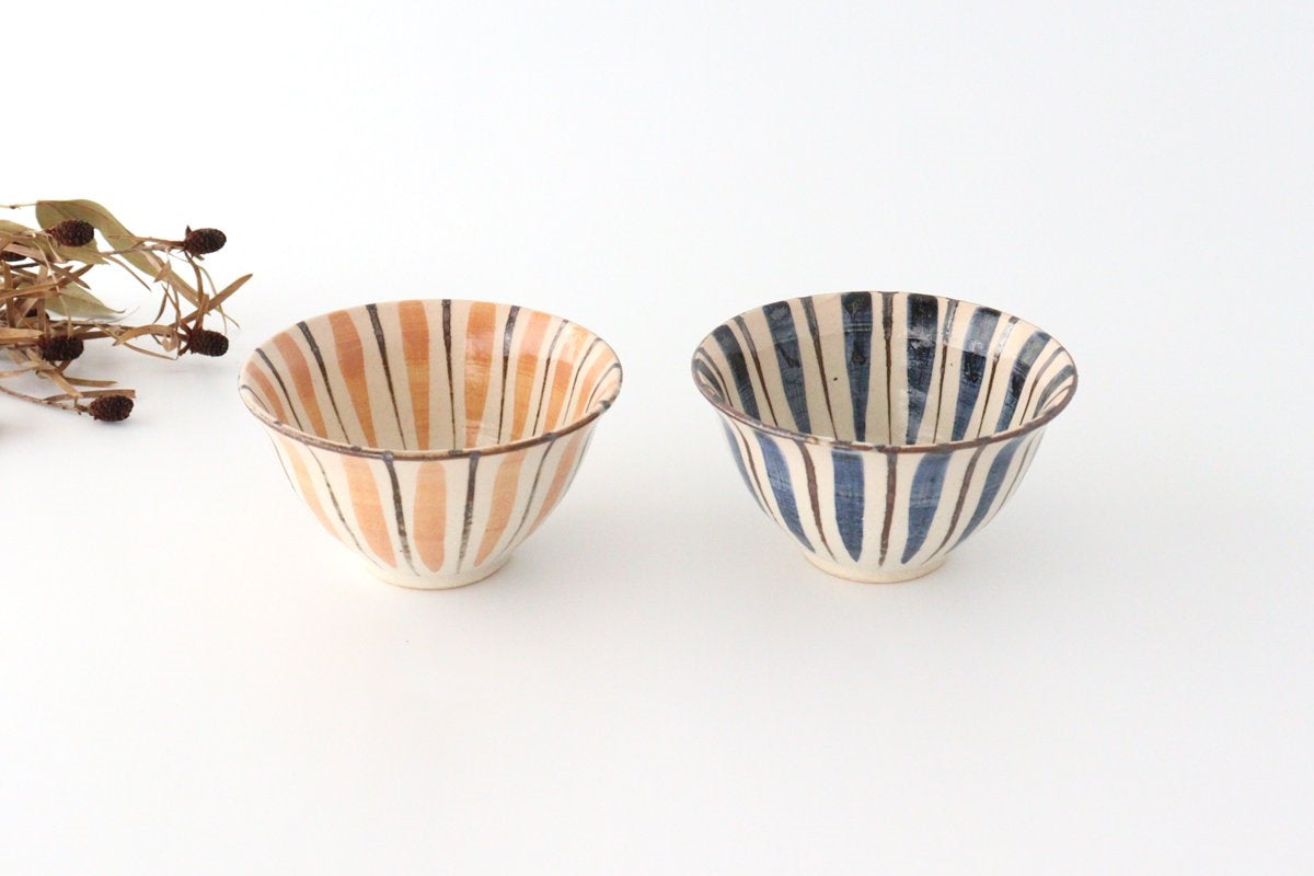 Rice Bowl Stripes Orange | Mino Ware