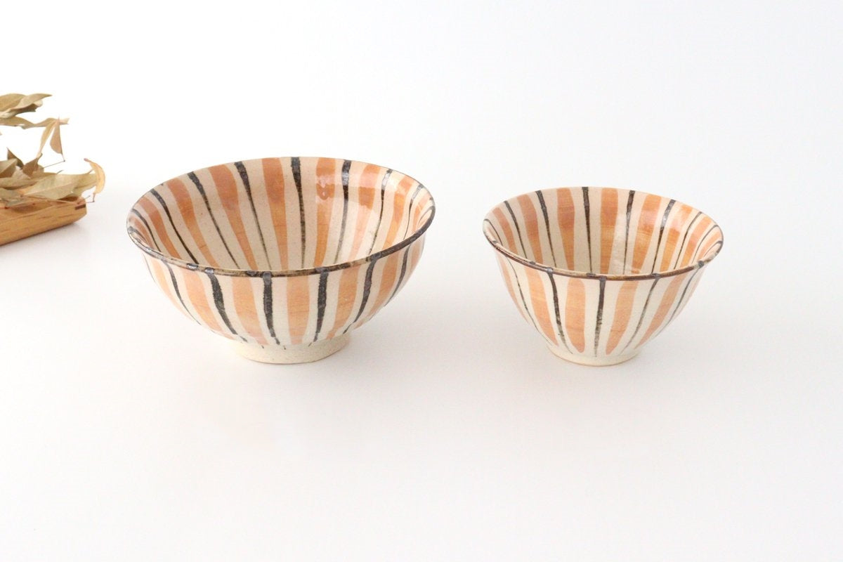 Rice Bowl Stripes Orange | Mino Ware