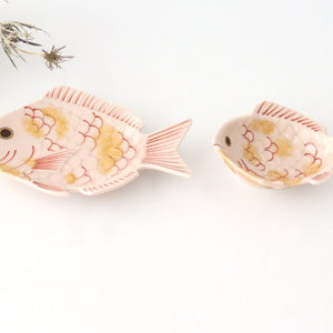 Sea bream-shaped Small Plate Pink and Gold｜Arita Ware