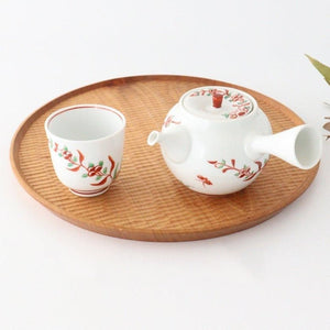 Japanese Teapot Banreki Hand-painted Vermilion | Kyusu Hasami Ware