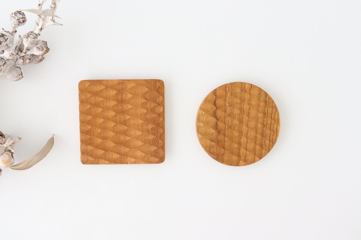 Coaster square natural wood