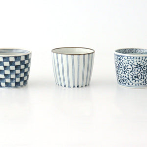 Soba Choko Tokusa Blue Stripes | Free Cup Hasami Ware