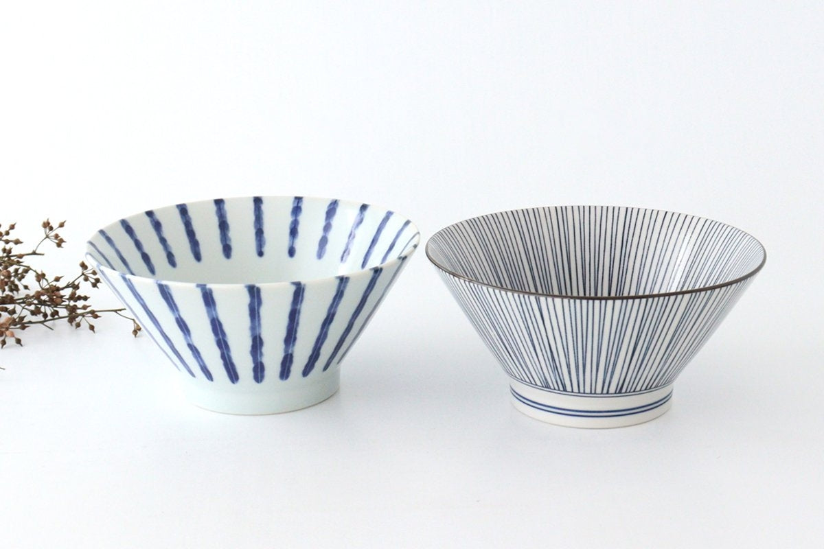 Donburi Bowl Blue and White Stripes Tokusa | Mino Ware